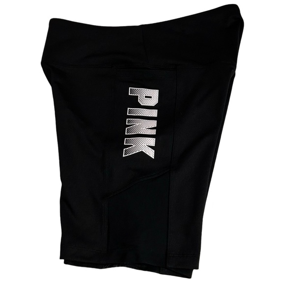 Pink Active Women's High Waist Workout Solid Black Bike Shorts Size Small - Picture 1 of 8